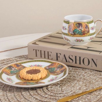 كوب وصحن سيراميك بتصميم فكتوريا انيق 7276