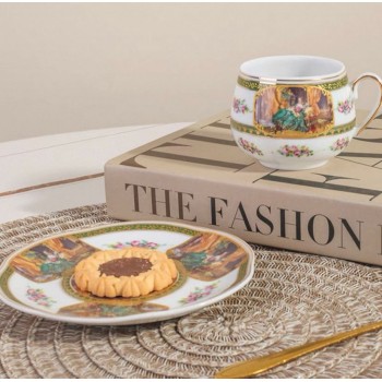 كوب وصحن سيراميك بتصميم فكتوريا انيق 7276