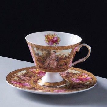 كوب وصحن سيراميك بتصميم اوربي 7274-2 كوب وصحن سيراميك بتصميم اوربي 7274-2