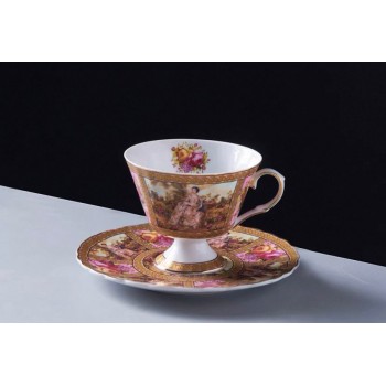 كوب وصحن سيراميك بتصميم  اوربي 7274-2