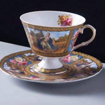 كوب وصحن سيراميك بتصميم اوربي 7274-3 كوب وصحن سيراميك بتصميم اوربي 7274-3