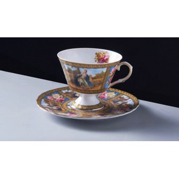 كوب وصحن سيراميك بتصميم اوربي 7274-3