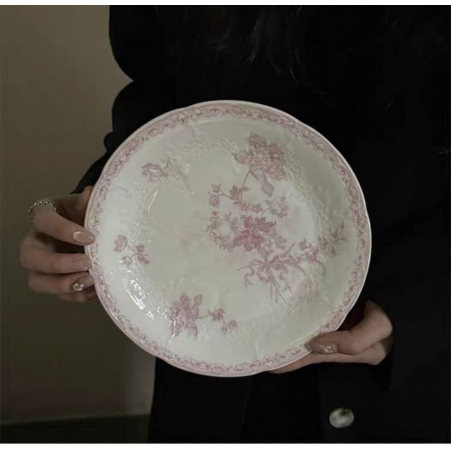 صحن سيراميك  وردي للعشاء متوفره 3 احجام L7225