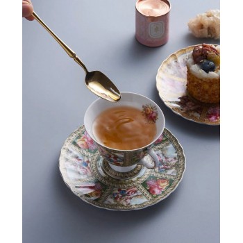 كوب وصحن سيراميك بتصميم اوربي 7274-1