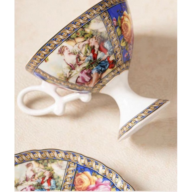 فنجان قهوه وصحن سيراميك بتصميم فكتوريا 7275