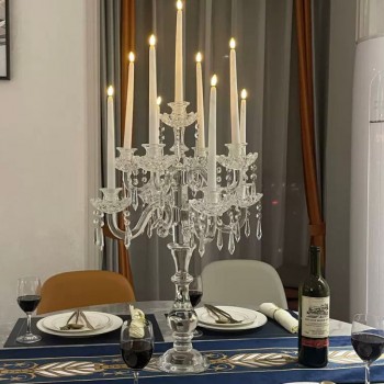 شمعدان ملكي كريستال زجاجي 9 اذرع 7316