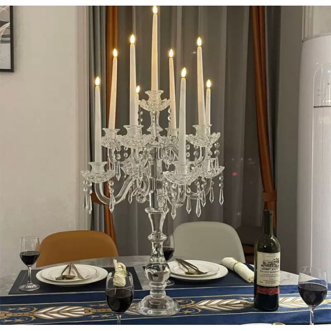 شمعدان ملكي كريستال زجاجي 9 اذرع 7316