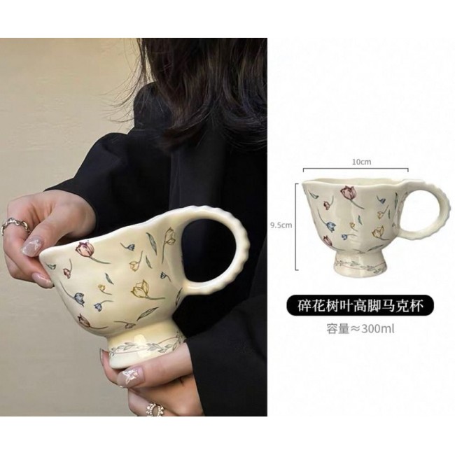 كوب سيراميك بنفوش زهور بتصميم اوربي 7241