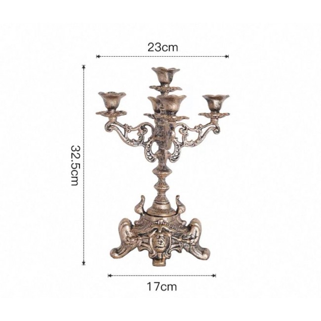 شمعدان معدن بتصميم اوربي كلاسيك 5 اذرع L7104 شمعدان معدن بتصميم اوربي كلاسيك 5 اذرع L7104