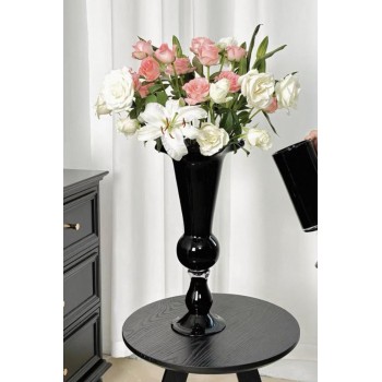 فازه مودرن زجاج اسود مودرن مثالي لديكور المنزل 6113