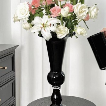 فازه مودرن زجاج اسود مودرن مثالي لديكور المنزل 6113