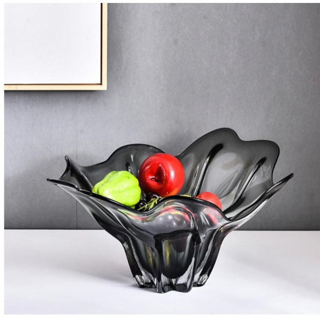 صحن تقديم زجاج اسود شفاف بتصميم اوربي 6100