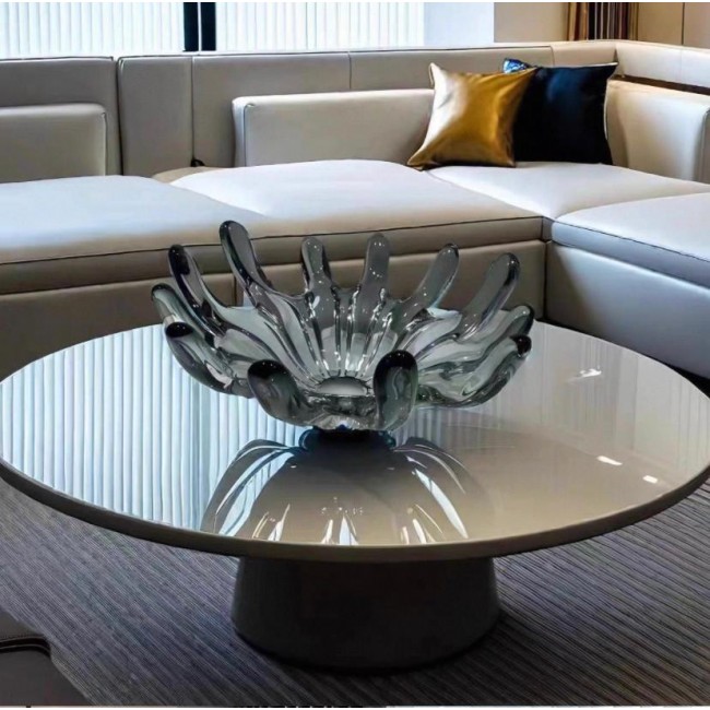 صحن تقديم مودرن زجاج اسود شفاف 6114