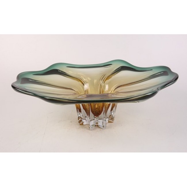 صحن تقديم مودرن زجاج شفاف ملون فاخر 6122