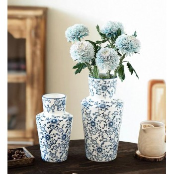 فازه سيراميك مزخرفه بزهور زرقاء متوفر حجمين 6962 فازه سيراميك مزخرفه بزهور زرقاء متوفر حجمين 6962