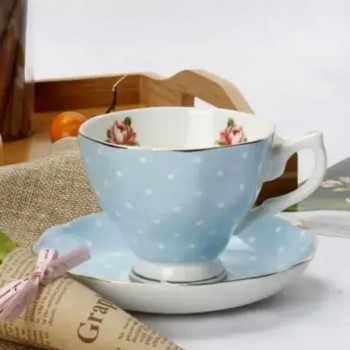 كوب قهوه صيني فاخر  وصحن سيراميك متوفر 4اللوان -L3747