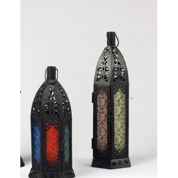 شمعدان معدن بتصميم فانوس متوفر الحجمين -3718 شمعدان معدن بتصميم فانوس متوفر الحجمين -3718