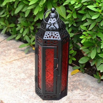 شمعدان معدن بتصميم فانوس -3724