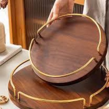 صينيه تقديم خشبيه  متوفر الحجمين -3604