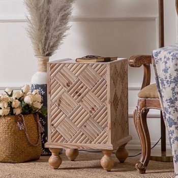 طاوله جانبيه خشب صلب حفر مودرن -L4269