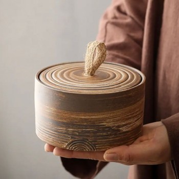 صحن بغطاء سراميك لتخزين شاي او فاكهه مجففه L3502