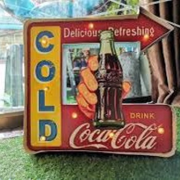 لوحه  كولا مضيئه معدن  لركن المشروبات   -5803