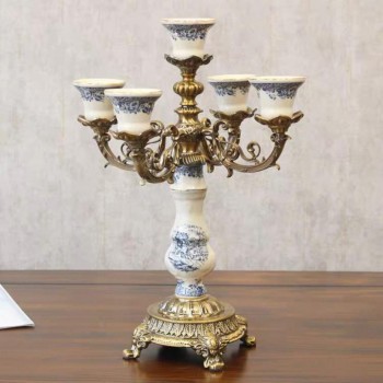 شمعدان سيراميك على الطراز الاروبي 5 اذرع 5904