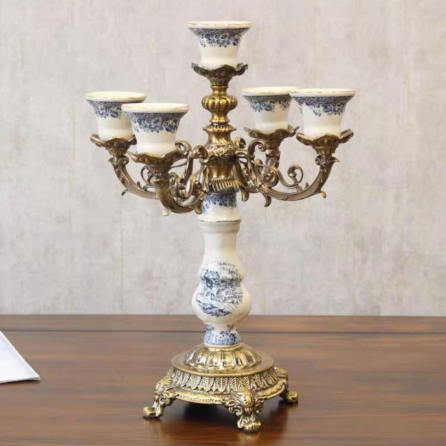 شمعدان سيراميك على الطراز الاروبي 5 اذرع 5904