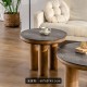 طقم طاولتين بسطح دائري من خشب الصنوبر الطبيعي وبملمس طبيعي متوفر طقم الحجمين L3933