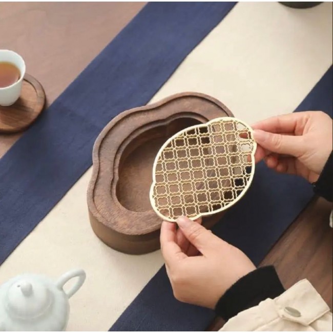 صينية شاي من الخشب الصلب وحامل وعاء L4351 صينية شاي من الخشب الصلب وحامل وعاء L4351