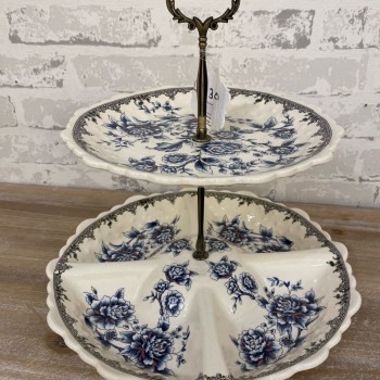 حامل حلويات سيراميك فاخر بنقوش زرقاء 6630