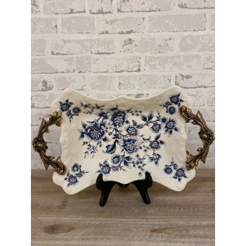 صينيه سيراميك مزخرفه بنقوش زرقاء  6640