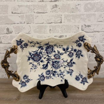 صينيه سيراميك مزخرفه بنقوش زرقاء 6640 صينيه سيراميك مزخرفه بنقوش زرقاء 6640