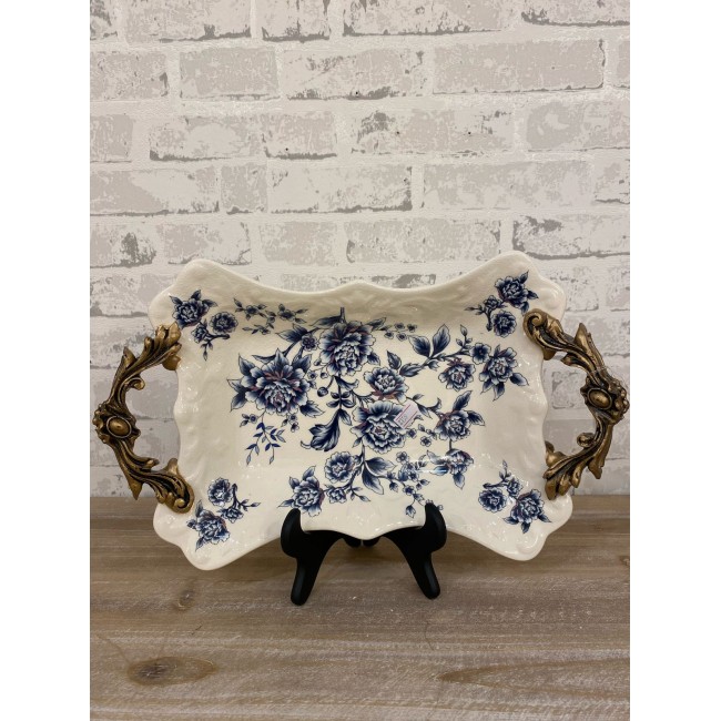 صينيه سيراميك مزخرفه بنقوش زرقاء  6640