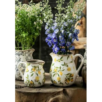 ابريق سراميك بتصميم ريفي برسمة الليمون متوفر الحجمين 7780