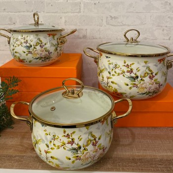 طقم اواني طهي سيراميك بتصميم ريفي  3 قطع6181