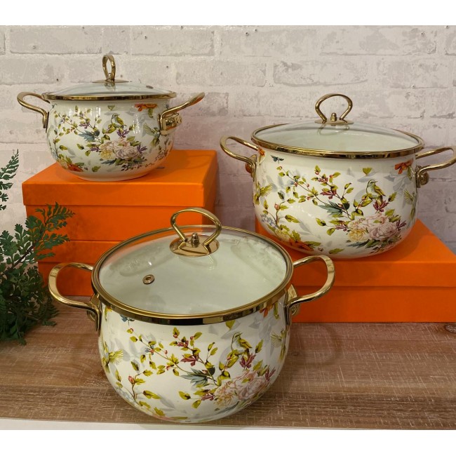 طقم اواني طهي سيراميك بتصميم ريفي 3 قطع6181 طقم اواني طهي سيراميك بتصميم ريفي 3 قطع6181