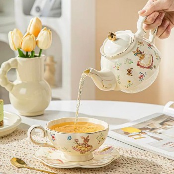 ابريق وكوب سيراميك فاخر بتصميم اوربي6629