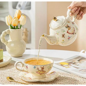 ابريق وكوب سيراميك فاخر بتصميم اوربي6629