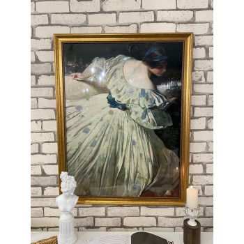 لوحه جداري مطبوع كالنفس باطار ذهبي خشب 9-7804