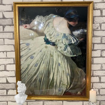 لوحه جداري مطبوع كالنفس باطار ذهبي خشب 9-7804