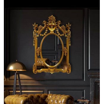 مرايا جداري باطار ذهبي بتصميم انجل 6939