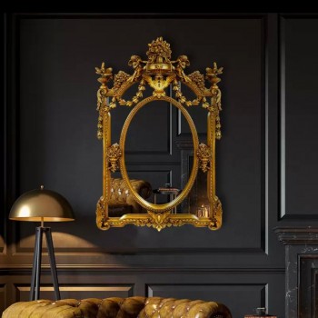 مرايا جداري باطار ذهبي بتصميم انجل 6939
