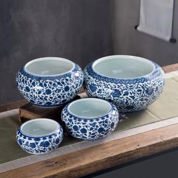 فازه سيراميك بنقوش زرقاء فاخره  6974