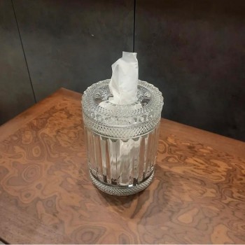 علبه مناديل زجاج شفاف فاخر 6074