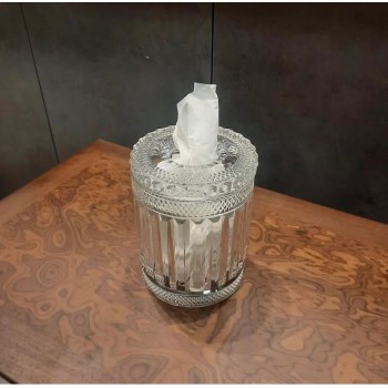 علبه مناديل زجاج شفاف فاخر 6074