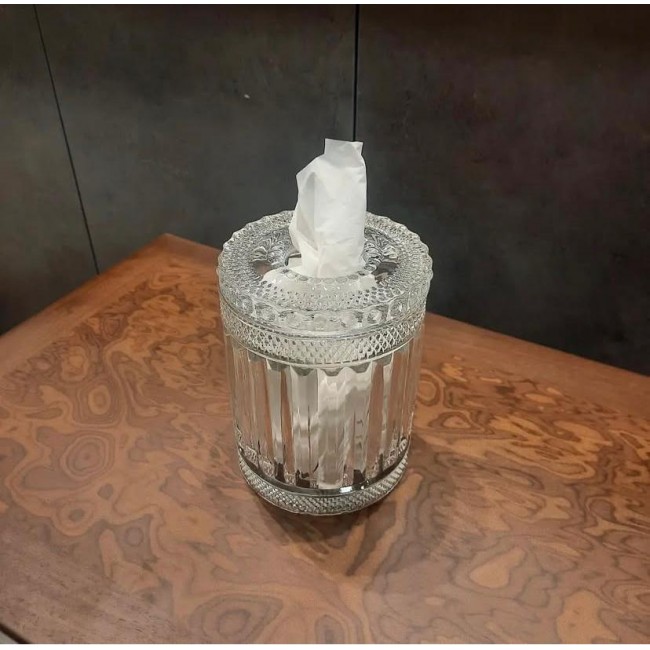 علبه مناديل زجاج شفاف فاخر 6074