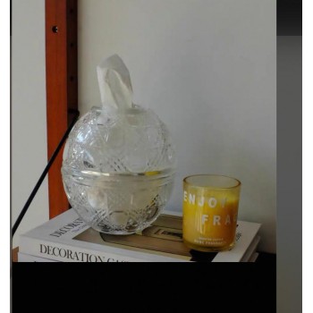 علبه مناديل زجاج شفاف مستديره انيقه L6073