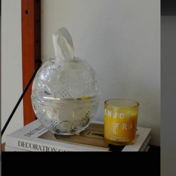 علبه مناديل زجاج شفاف مستديره انيقه L6073