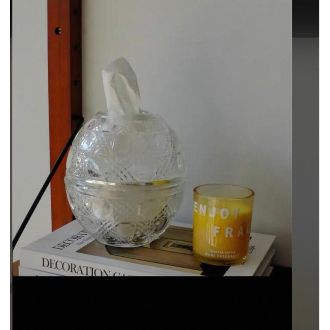 علبه مناديل زجاج شفاف مستديره انيقه L6073 علبه مناديل زجاج شفاف مستديره انيقه L6073